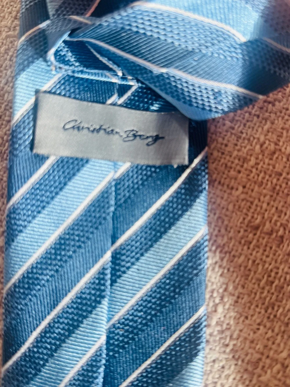 Italian Cristian Burg Blue Striped Men's Tie